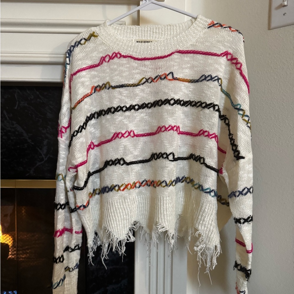 Multicolor Distressed Sweater